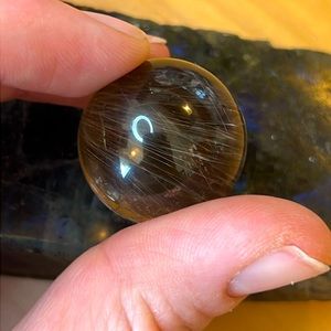 Rutile in Quartz Crystal Sphere